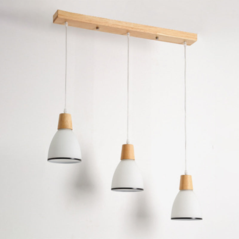 Contemporary White Glass 3-Headed Hanging Light For Dining Room Ceiling / B Linear