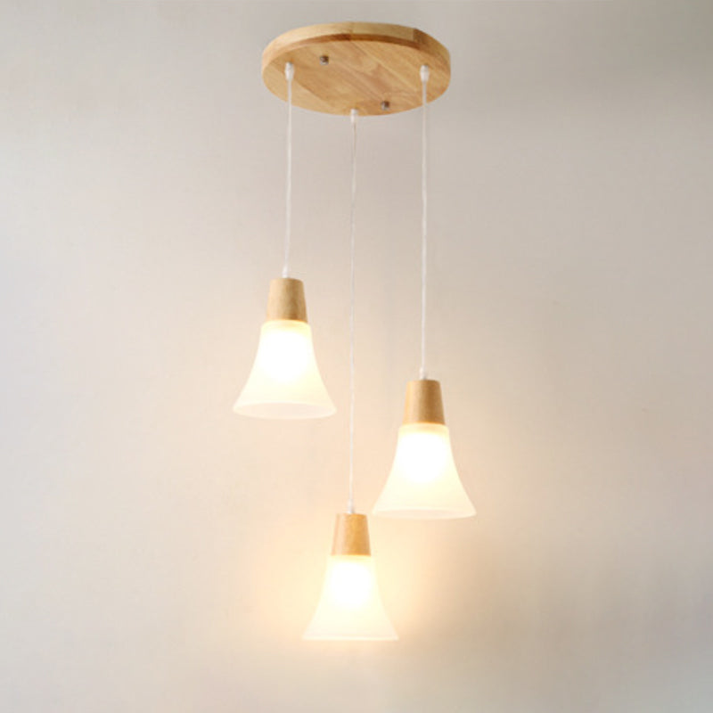 Contemporary White Glass Hanging Light With 3 Heads - Perfect For Dining Room Ceiling Lighting / E