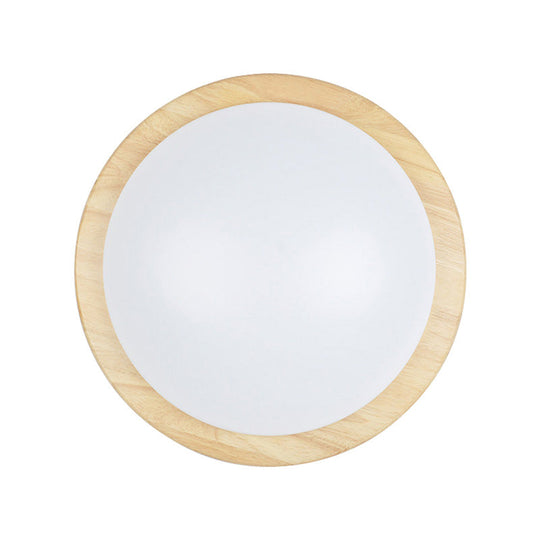 Japanese Led Wood Flush Mount Ceiling Light With Acrylic Shade