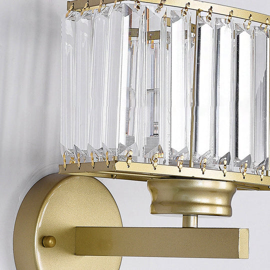 Modern Clear Crystal Wall Lamp With Gold Finish - Perfect For Hallway Lighting