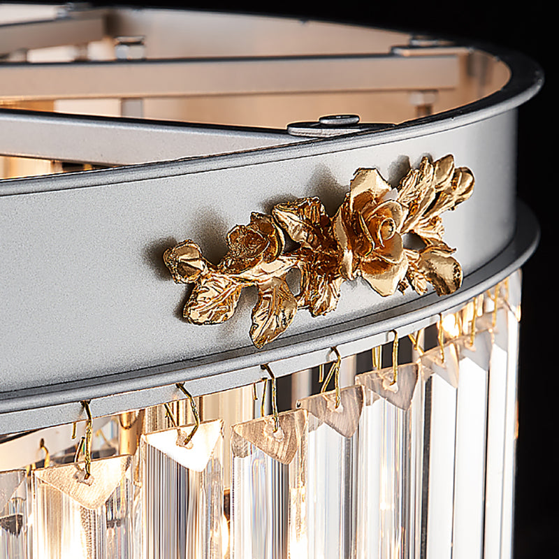 Modern Rectangular Drum Chandelier Light - Crystal 3/4 Lights Dining Room Hanging Pendant