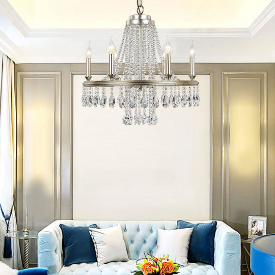 6-Light Metal Candle Chandelier Pendant For Modern Dining Rooms