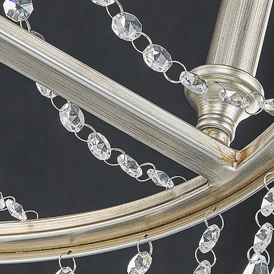 Modern Metal Candle Chandelier Pendant Light - 6-Light Nickel Suspension For Dining Room