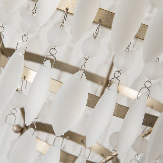 Contemporary Crystal 6-Light Tiered Ceiling Chandelier For Bedroom - Antique Silver Fixture