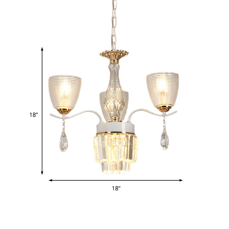 Contemporary Glass Cup Hanging Light Kit - 3/6/8 Lights Prism Chandelier With Cone Crystal Shade