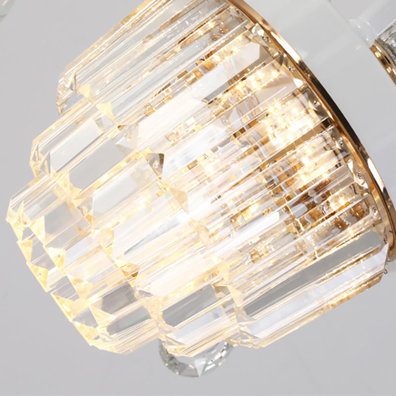 Contemporary Glass Cup Hanging Light Kit - 3/6/8 Lights Prism Chandelier With Cone Crystal Shade