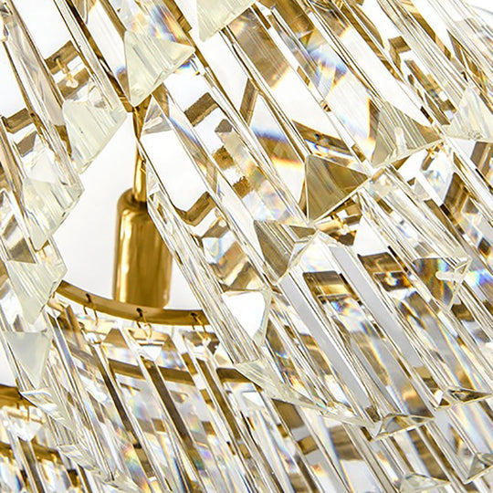 Modern Crystal Chandelier Drum Ceiling Light Fixture 9 Lights 25.5’/31.5’ Wide Brass Finish
