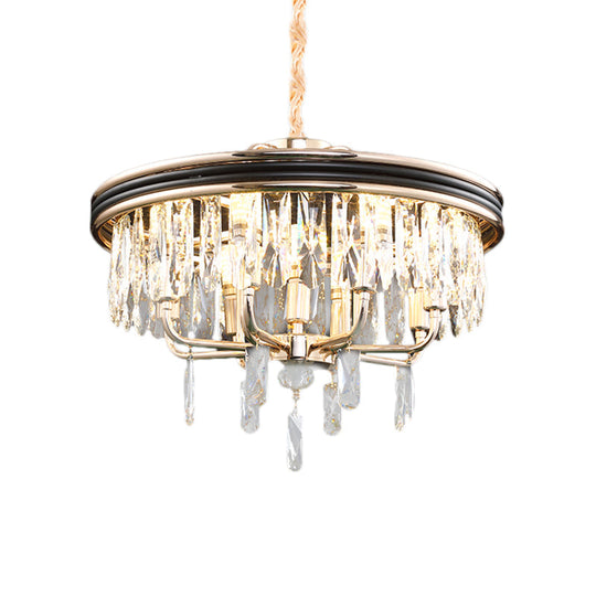 Modern Drum Ceiling Light Gold Chandelier Crystal Block 7/9 Lights 18’’/21.5’’ Wide