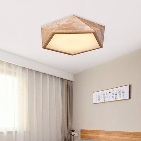 Japanese Wood Led Flush Mount Ceiling Light For Kids’ Bedroom
