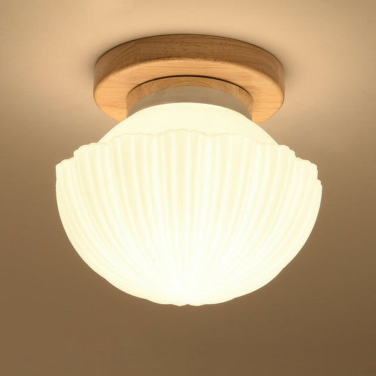 White Glass Led Flush Mount Lighting With Nordic Design – Shaded Entryway Ceiling Light Fixture / A