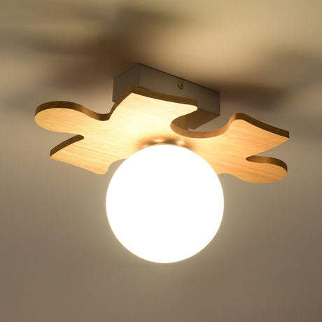 White Glass Led Flush Mount Lighting With Nordic Design Shaded Entryway Ceiling Light Fixture / D