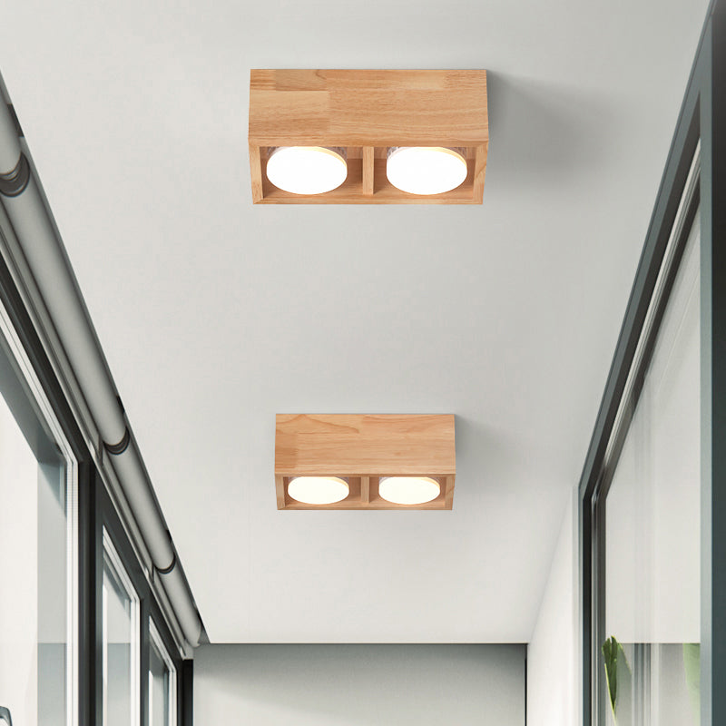 Contemporary Wood Flush Mount Ceiling Light With Led For Corridors 2 / Warm