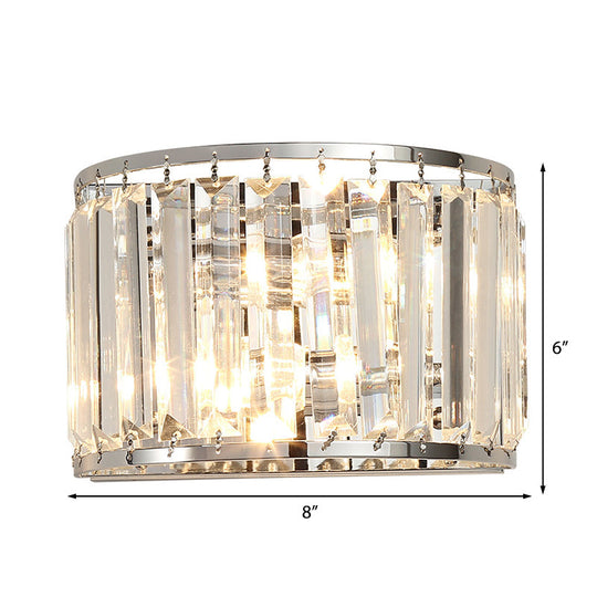 Modern Clear Crystal Wall Mounted Light 2-Bulb Chrome Finish Lamp