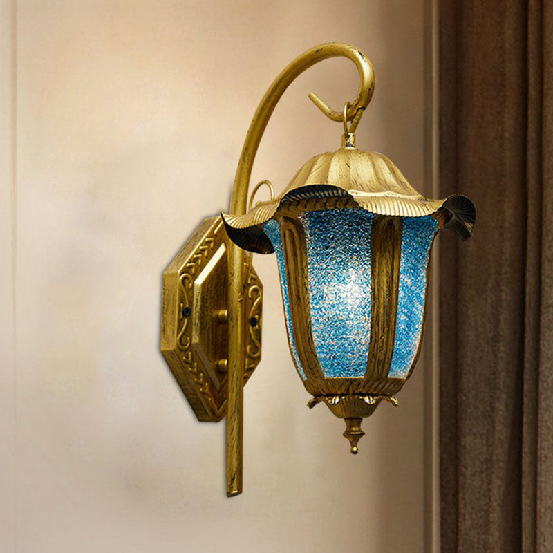 Moroccan Bell Metallic Wall Light Fixture - Single-Bulb Mounted Lamp In Lake Blue