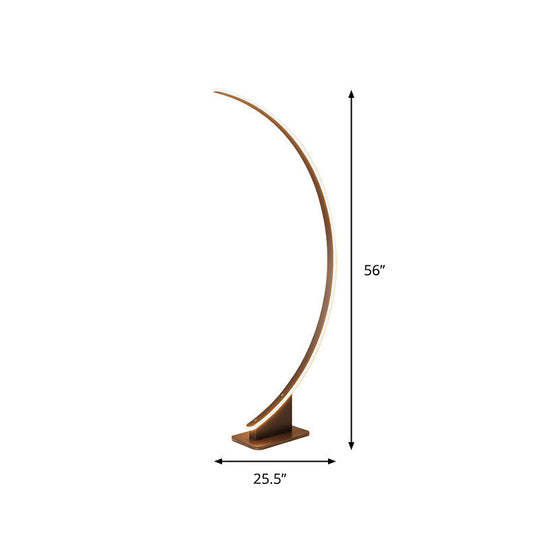 Nordic Style Bedside Led Standing Light With Metallic Curved Floor Lighting