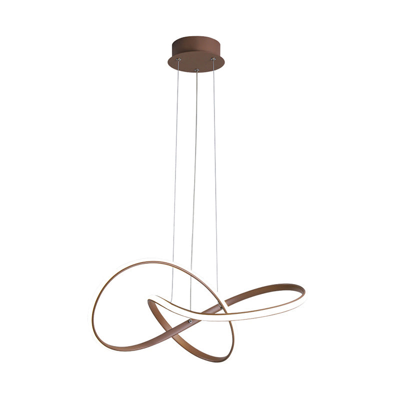 Gold Metallic Led Pendant Light With Seamless Curve Design For Contemporary Restaurants