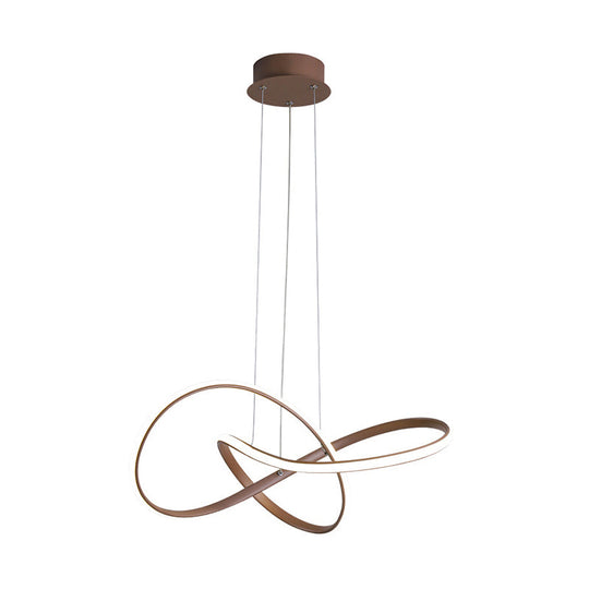 Gold Metallic Led Pendant Light With Seamless Curve Design For Contemporary Restaurants