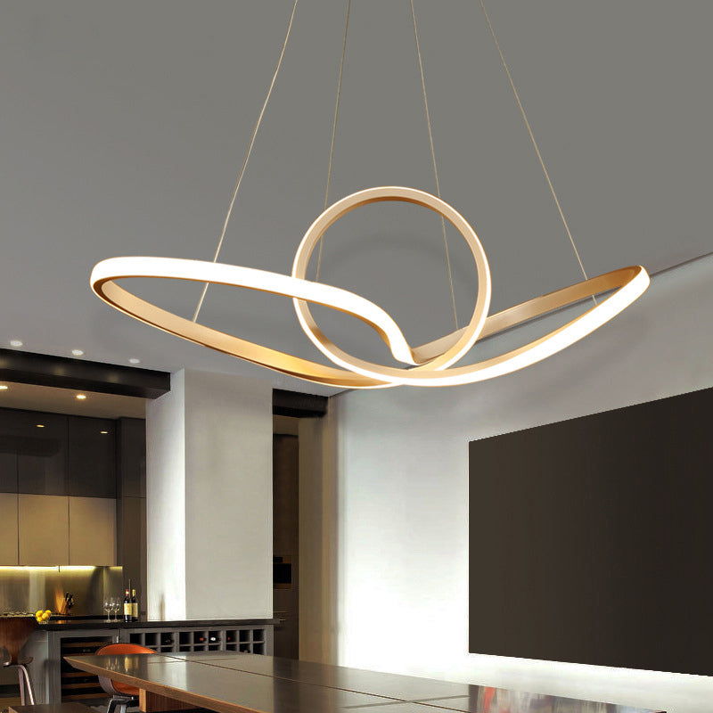 Twist Led Nordic Style Gold Chandelier For Living Room - Acrylic Suspension Light