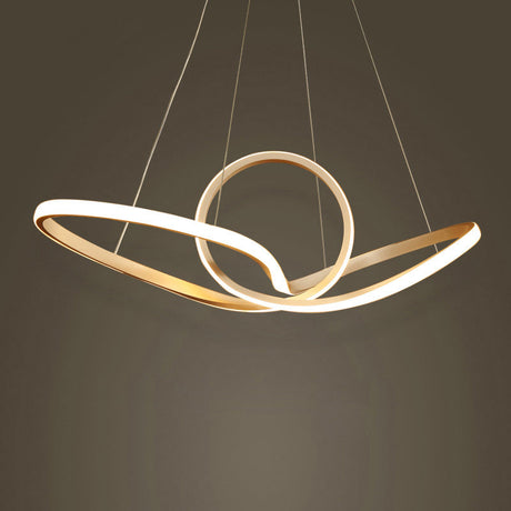 Gold Led Chandelier With Nordic Acrylic Twist Suspension For Living Room