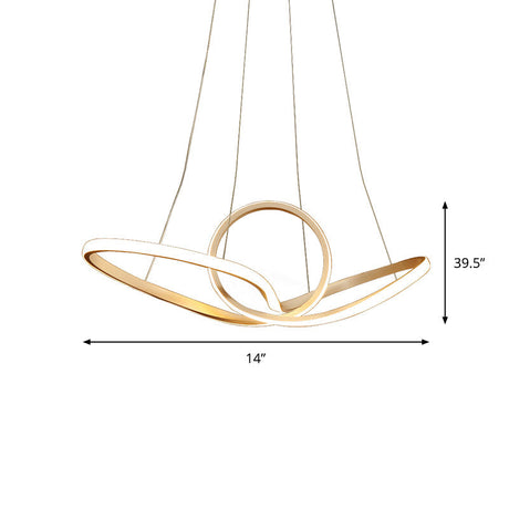 Twist Led Nordic Style Gold Chandelier For Living Room - Acrylic Suspension Light