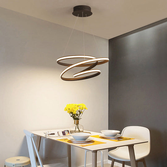 Restaurant Led Suspension Light - Nordic Style Chandelier In Metallic Coffee