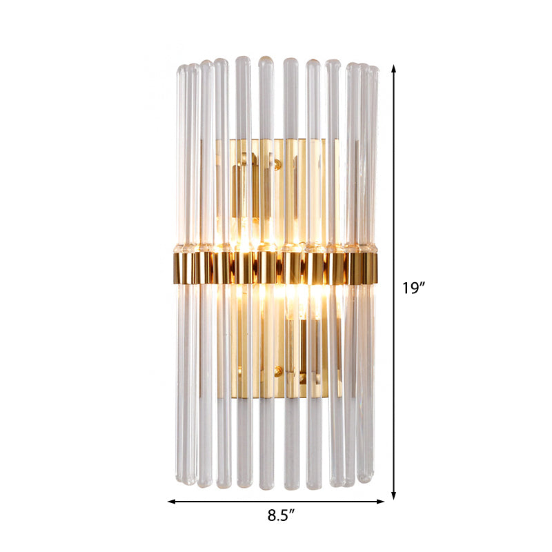Modern Clear Crystal Wall Sconce - Stylish 2 Light Gold Finish For Living Room
