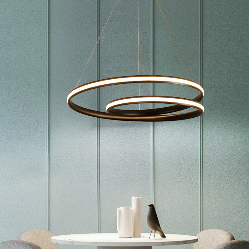 Minimalist Led Pendant Light: Metallic Seamless Curve Chandelier For Dining Room