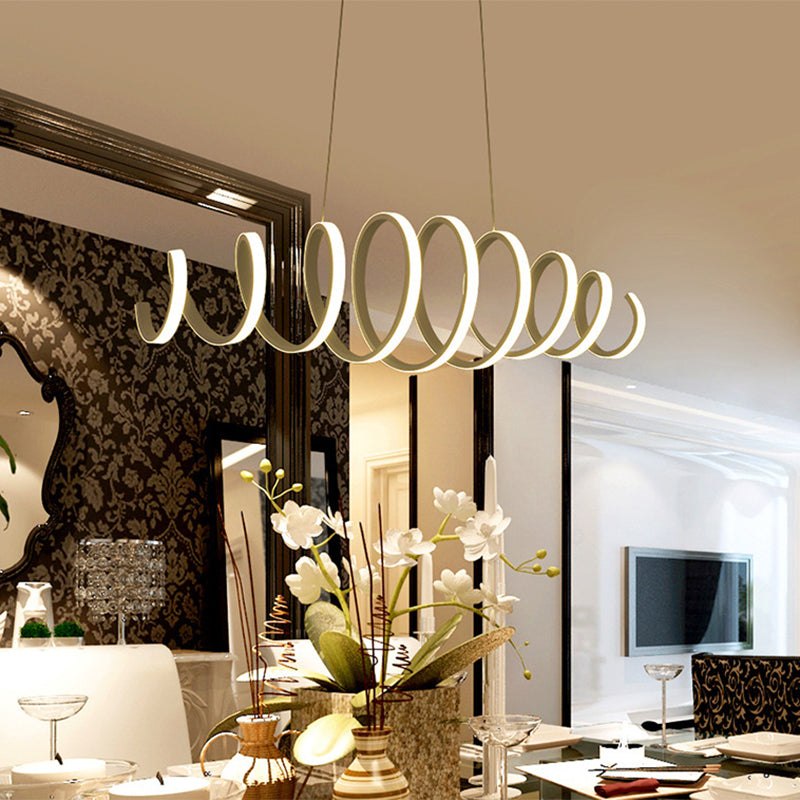 Contemporary White Spiral Chandelier Pendant Light With Acrylic And Led - Ideal For Dining Rooms