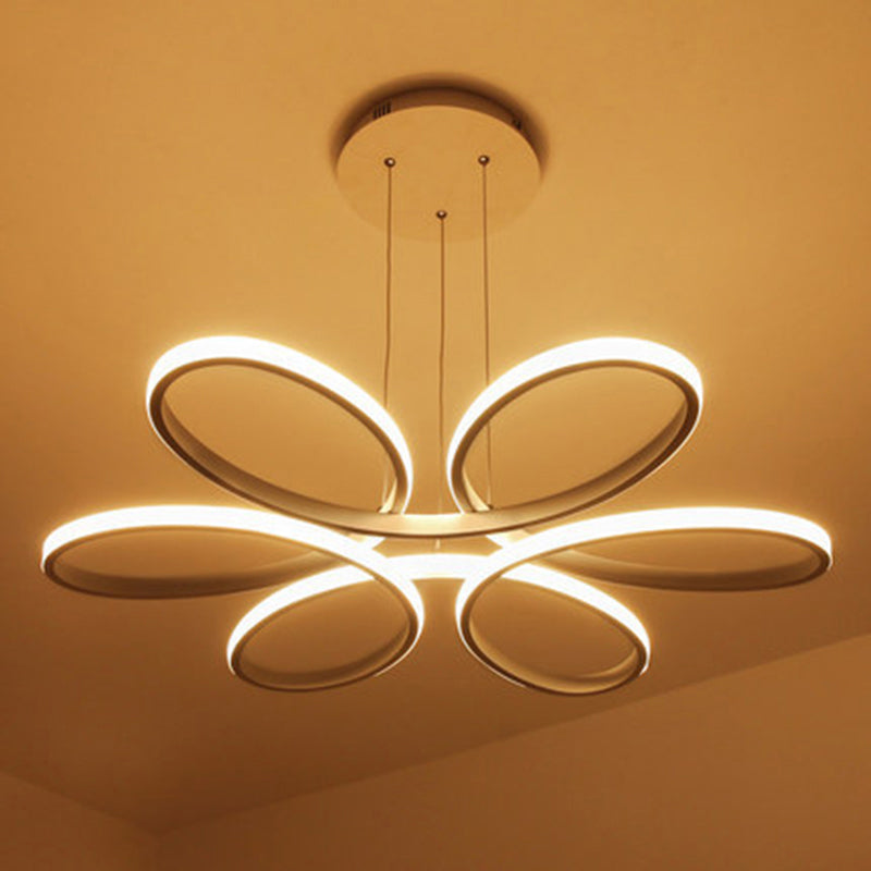 Nordic Style Led Floral Ceiling Chandelier For Metallic Living Room Ambiance