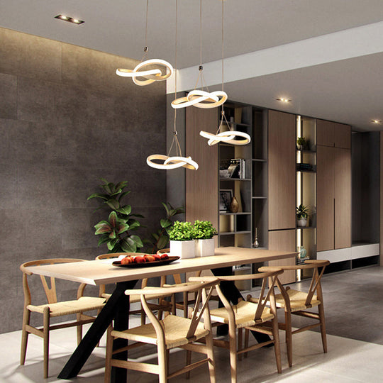 Nordic Style Seamless Curves Pendant Led Light For Dining Room - Aluminum Hangable Lighting