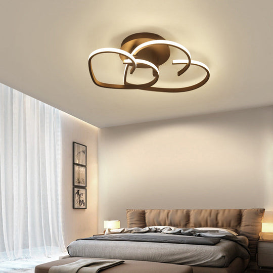 Contemporary Flush Mount Led Ceiling Light For Living Room - Acrylic Heart Design Coffee / 21.5’