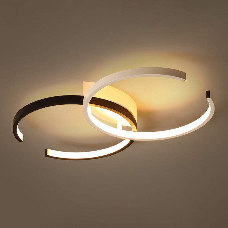 Modern Circular Led Flush Mount Acrylic Ceiling Light In Black & White For Bedrooms Black-White /