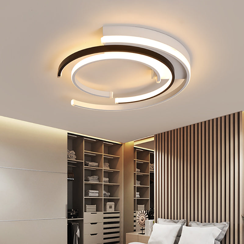 Black And White Led Circular Flush Mount For Modern Acrylic Bedroom Lighting Black-White / 16 Third