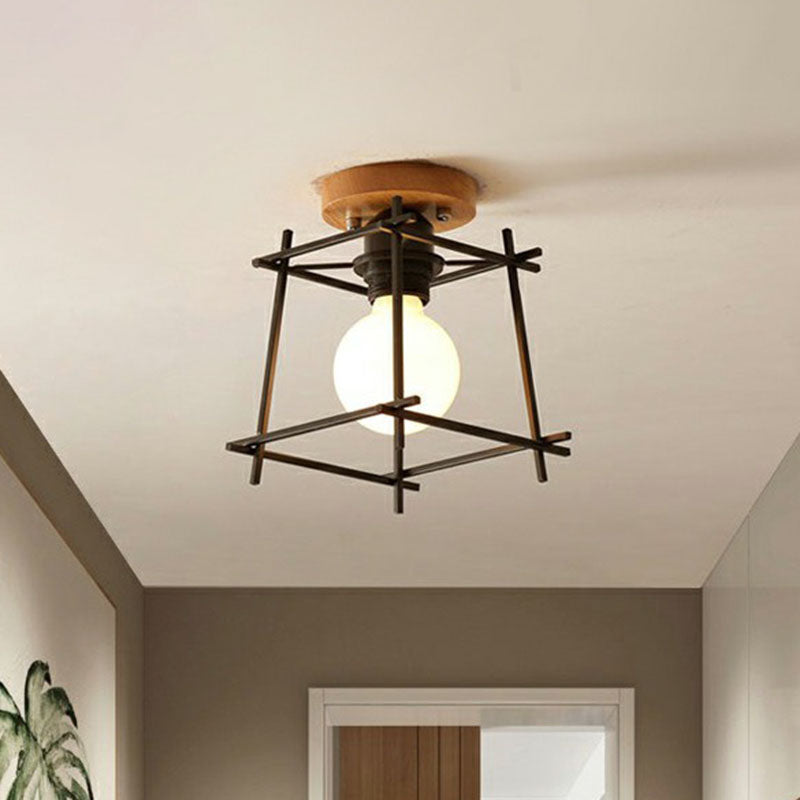 Iron Geometric Semi - Flushmount Ceiling Light For Entryways