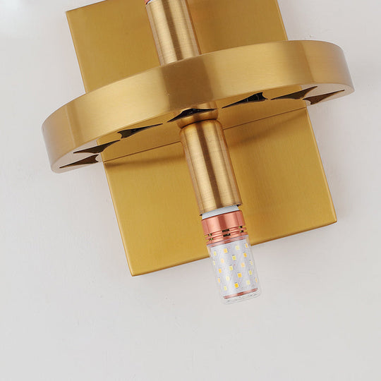 Modernist Clear Crystal Prism Wall Sconce With 2 Lights - Brass Finish