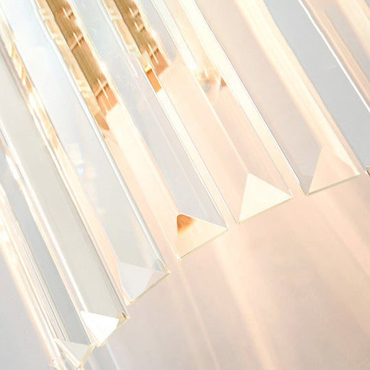 Modern Brass Finished Wall Mounted Sconce Lighting With Clear Crystal Shade - Set Of 2