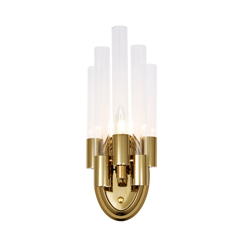 Frosted Glass Wall Sconce Lamp - Modern Stylish Tubed Design With Brass Finish Ideal For Living Room