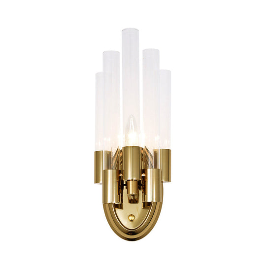 Frosted Glass Wall Sconce Lamp - Modern Stylish Tubed Design With Brass Finish Ideal For Living Room