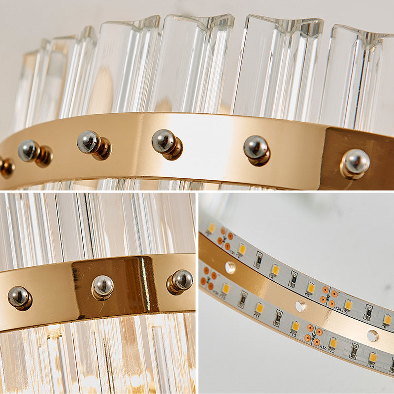 Clear Crystal Led Wall Lamp - Contemporary Style Gold Finish For Bedroom Lighting