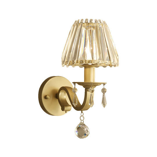 Modern Style Black/Gold Finish Crystal Shade Wall Sconce For Living Room