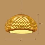 Sleek Handwoven Wood Suspension Light - Minimalist Rattan Pendant Ceiling Lamp