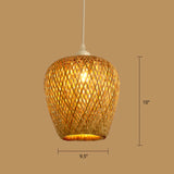 Sleek Handwoven Wood Suspension Light - Minimalist Rattan Pendant Ceiling Lamp