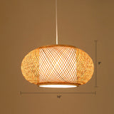 Sleek Handwoven Wood Suspension Light - Minimalist Rattan Pendant Ceiling Lamp