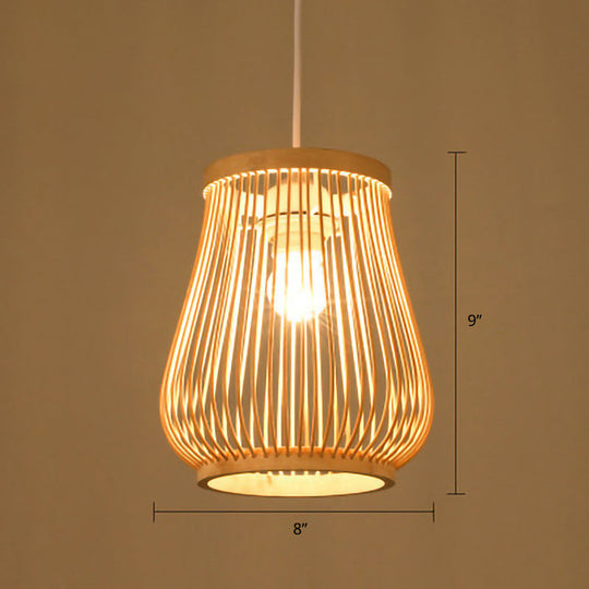 Minimalist Handwoven Rattan Pendant Ceiling Light - Wood Suspension Lighting / L