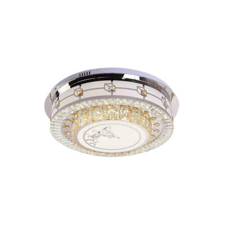 Contemporary Crystal Led Ceiling Light With Butterfly Pattern - Chrome Flush Mount Fixture 23.5/31.5