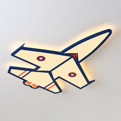 Kids Style Blue Led Acrylic Flush Mount Lighting For Nursery - Plane Shaped Design / 31.5 Warm