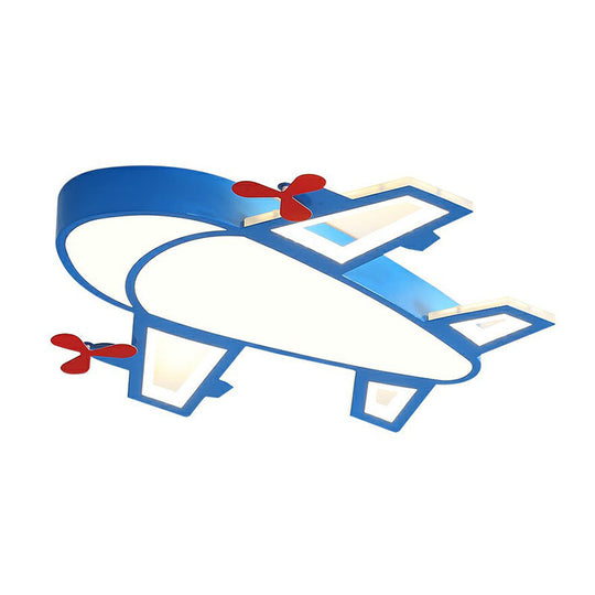 Blue Simplicity Plane Led Nursery Ceiling Flush Mount Light