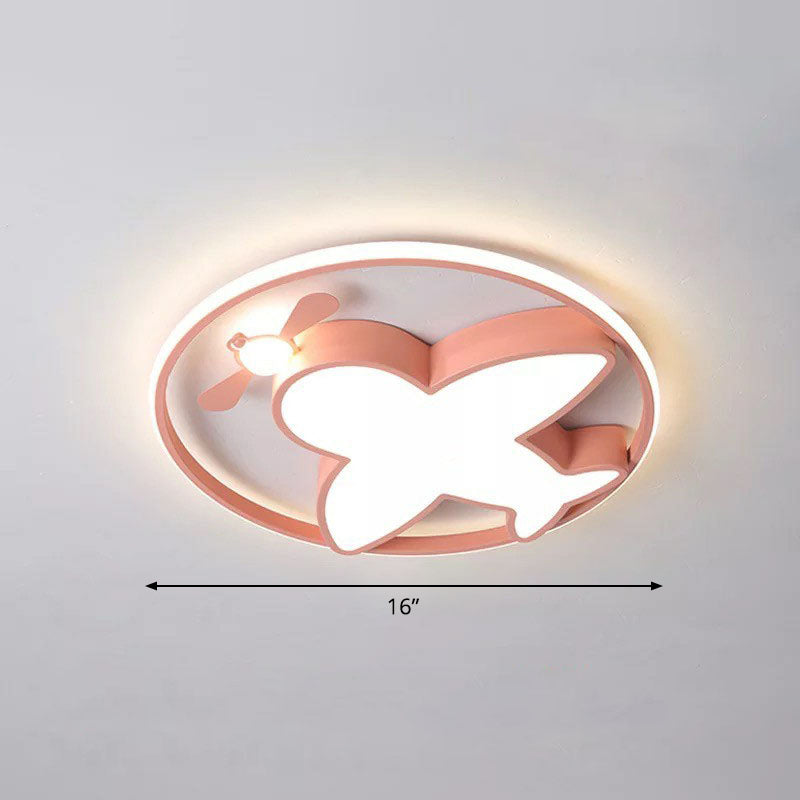 Kids Style Acrylic Led Flush Mount Lighting For Bedroom Pink / 15.5’