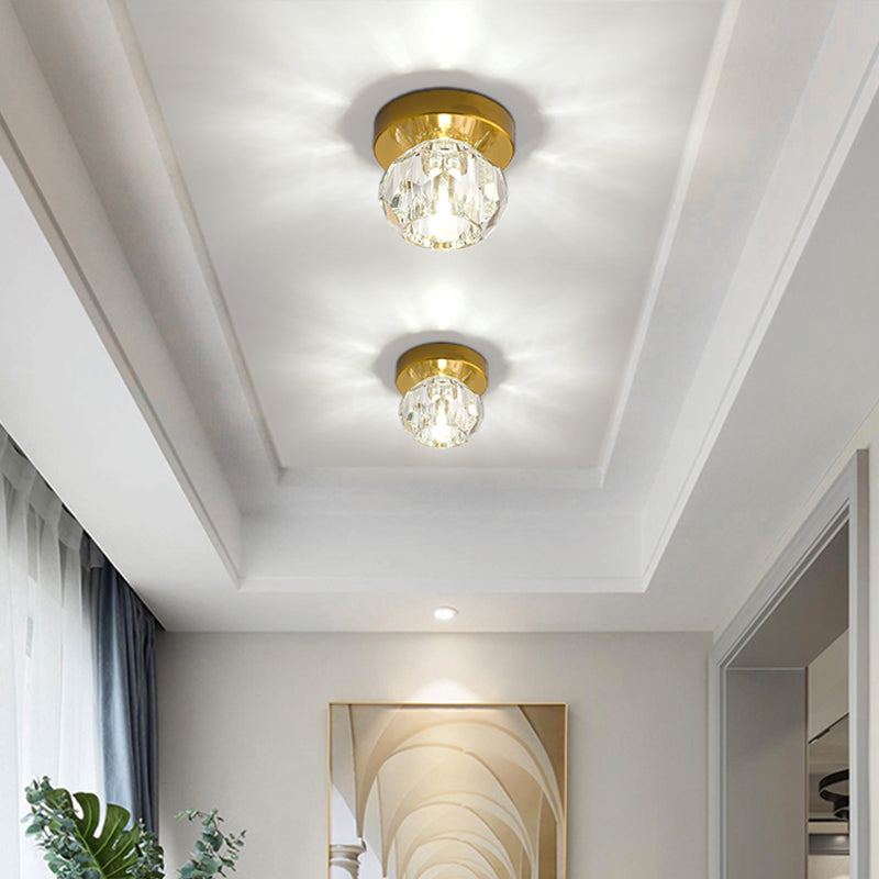 Bud - Shaped Led Crystal Flush Mount Ceiling Light - Modern Design For Corridors
