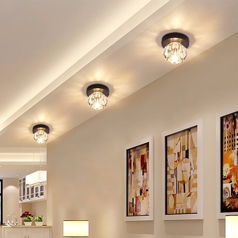 Bud-Shaped Led Crystal Flush Mount Ceiling Light - Modern Design For Corridors